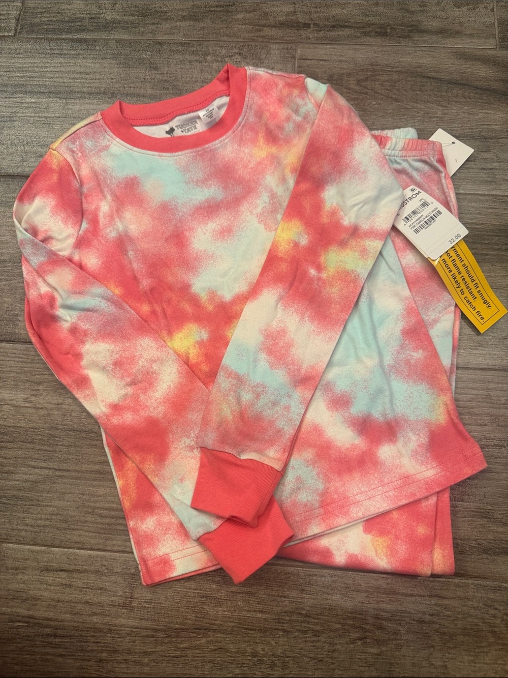 Tucker + Tate Coral Pink Blue Tie-Dye Long Sleeve Pajama Set